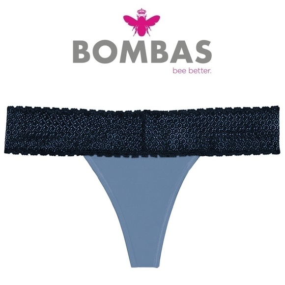 🌸 𝅺Bombas Women's Cotton Modal Bikini Thong with Stretch Lace Two Tone - Picture 6 of 8